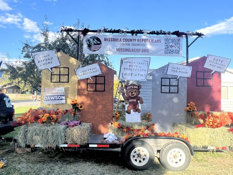 Missoula County Republicans float in the 2025 UM Homecoming Parade