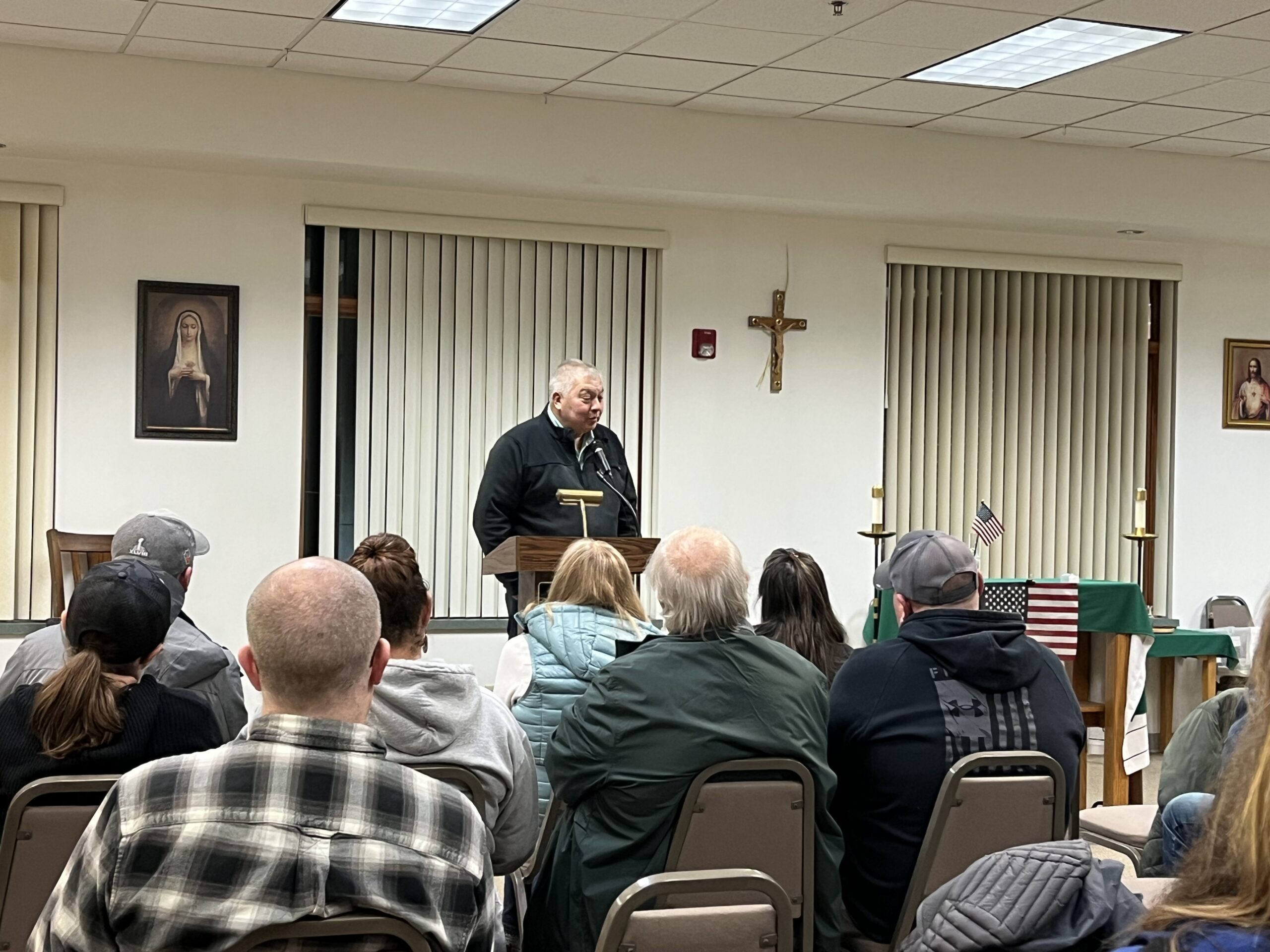 Guest speaker addressing Missoula County Republicans at a monthly meeting