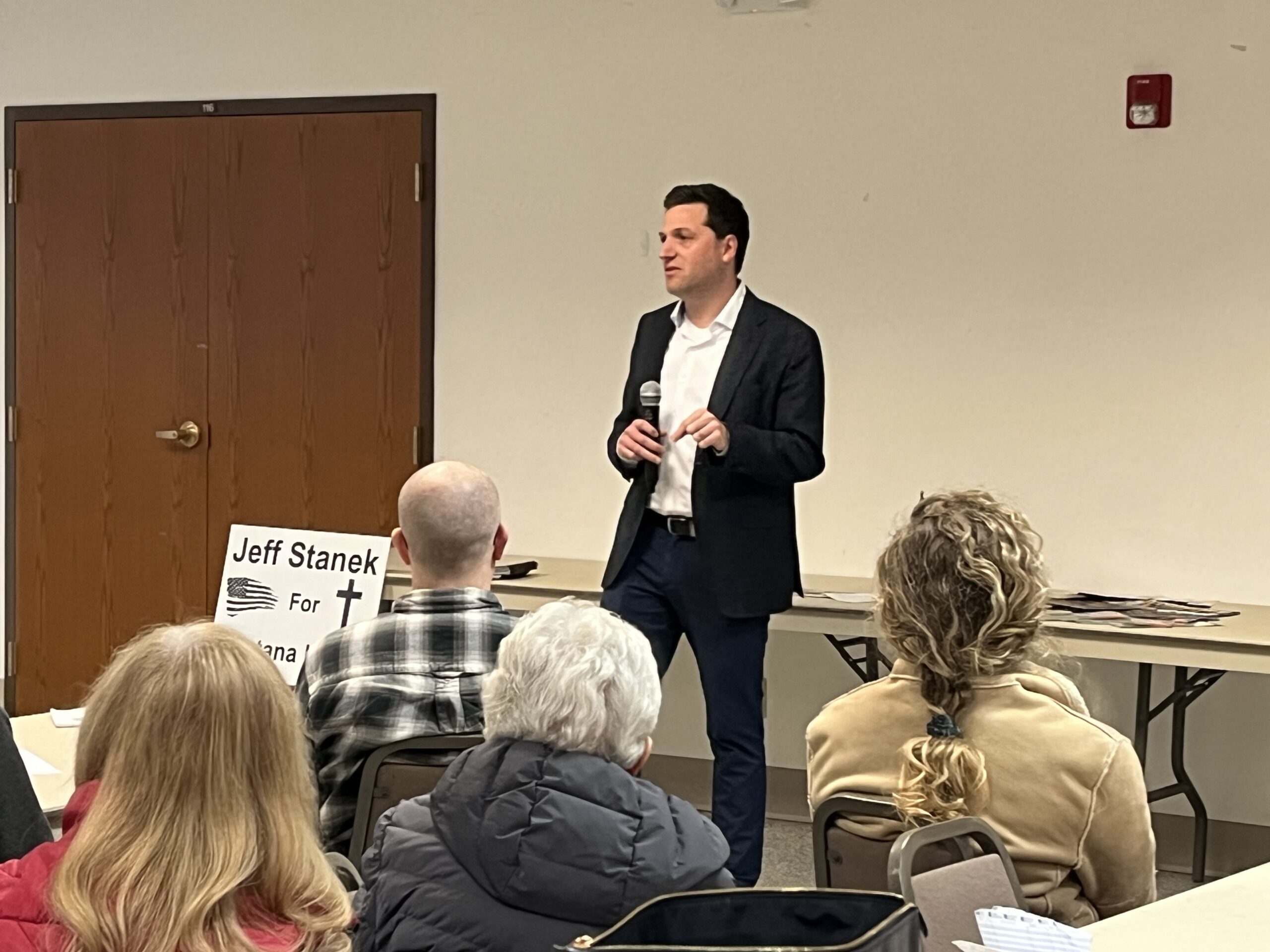 Jesse Ramos of AFP Montana speaking at a Missoula GOP meeting