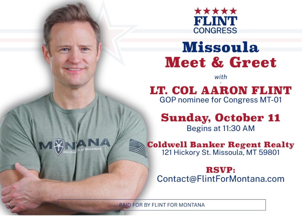 Missoula Meet and Greet with Lt. Col. Aaron Flint, GOP nominee for Congress MT-01