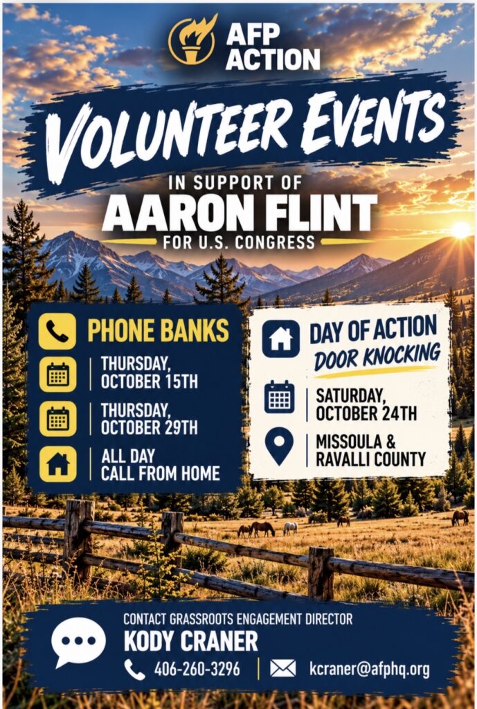 AFP Action volunteer events in support of Aaron Flint for U.S. Congress