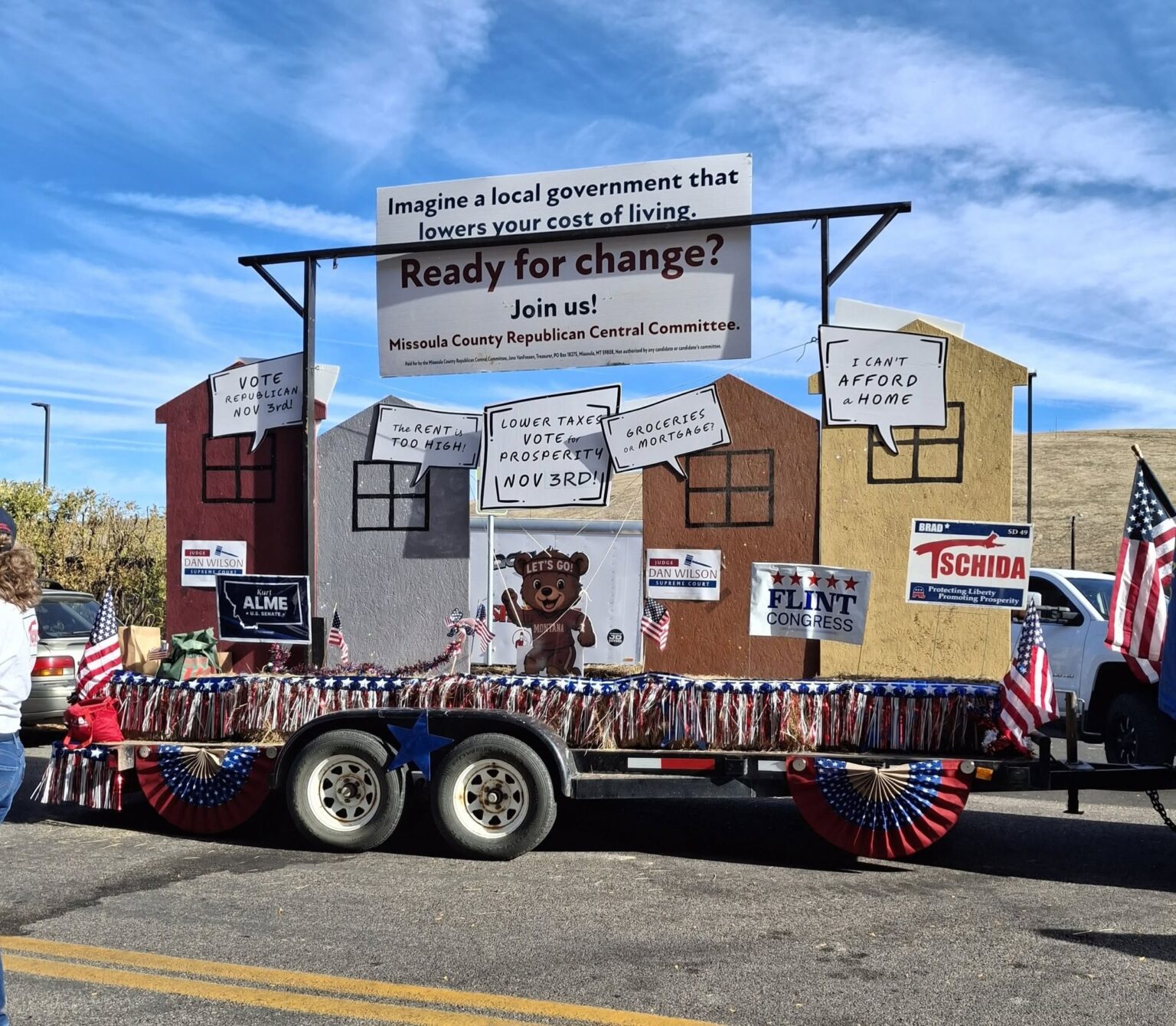 Missoula County Republicans float in the 2026 UM Homecoming Parade