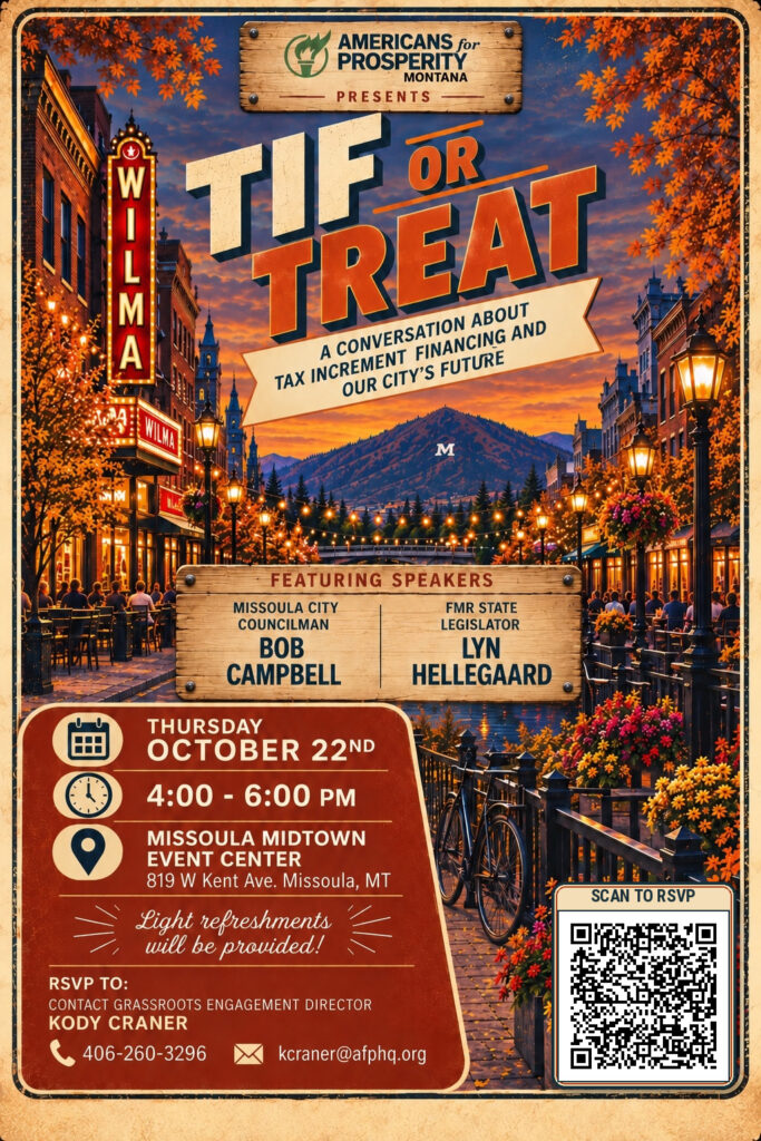 TIF or Treat flyer: Tax increment financing conversation with Bob Campbell and Lyn Hellegaard